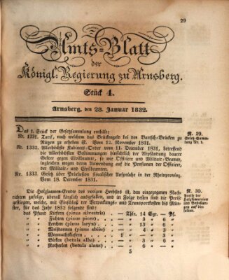 Amtsblatt für den Regierungsbezirk Arnsberg Samstag 28. Januar 1832