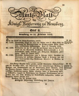 Amtsblatt für den Regierungsbezirk Arnsberg Samstag 25. Februar 1832