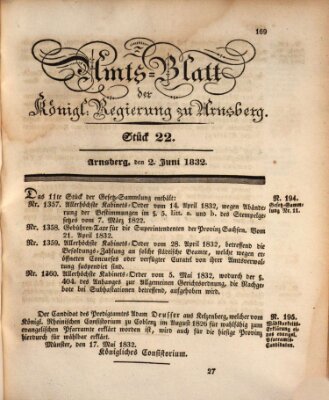 Amtsblatt für den Regierungsbezirk Arnsberg Samstag 2. Juni 1832