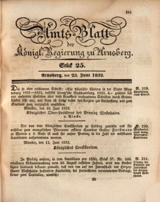 Amtsblatt für den Regierungsbezirk Arnsberg Samstag 23. Juni 1832