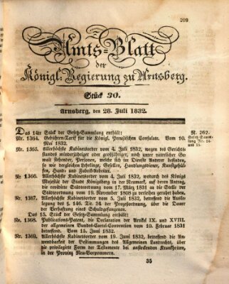 Amtsblatt für den Regierungsbezirk Arnsberg Samstag 28. Juli 1832