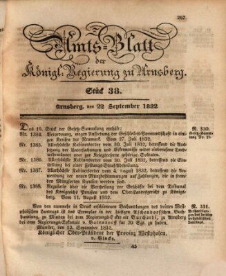 Amtsblatt für den Regierungsbezirk Arnsberg Samstag 22. September 1832