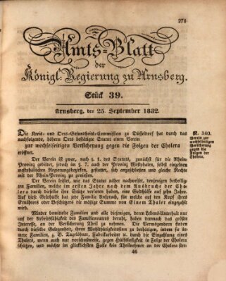 Amtsblatt für den Regierungsbezirk Arnsberg Dienstag 25. September 1832