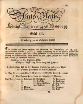 Amtsblatt für den Regierungsbezirk Arnsberg Samstag 6. Oktober 1832