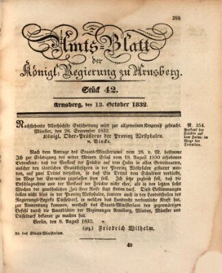 Amtsblatt für den Regierungsbezirk Arnsberg Samstag 13. Oktober 1832