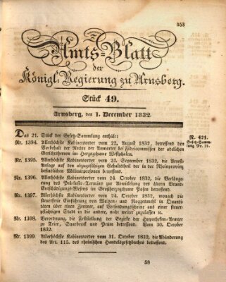 Amtsblatt für den Regierungsbezirk Arnsberg Samstag 1. Dezember 1832