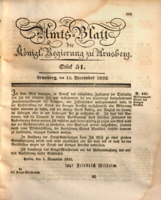 Amtsblatt für den Regierungsbezirk Arnsberg Samstag 15. Dezember 1832