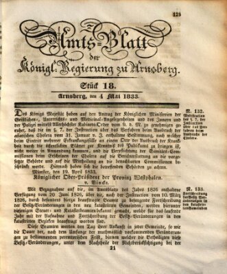 Amtsblatt für den Regierungsbezirk Arnsberg Samstag 4. Mai 1833