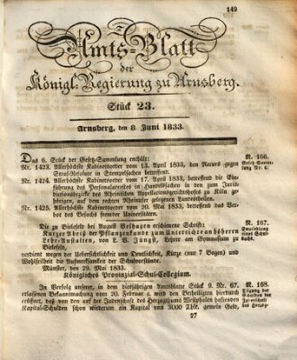 Amtsblatt für den Regierungsbezirk Arnsberg Samstag 8. Juni 1833