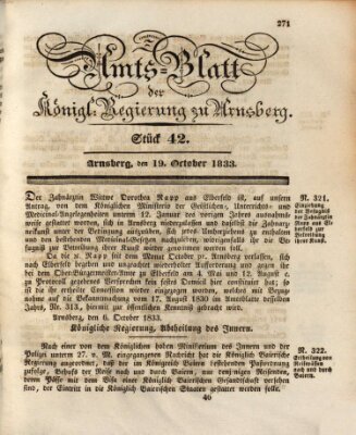 Amtsblatt für den Regierungsbezirk Arnsberg Samstag 19. Oktober 1833