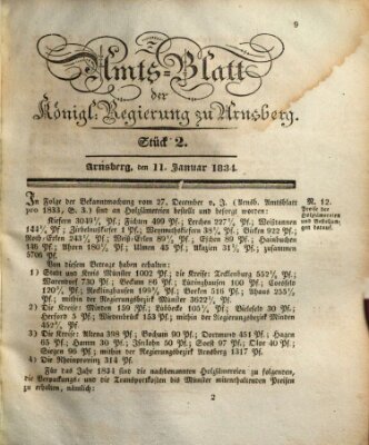 Amtsblatt für den Regierungsbezirk Arnsberg Samstag 11. Januar 1834