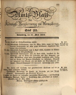 Amtsblatt für den Regierungsbezirk Arnsberg Samstag 31. Mai 1834