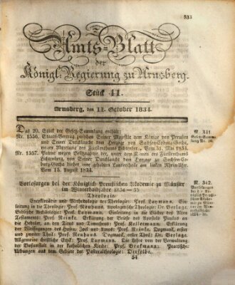 Amtsblatt für den Regierungsbezirk Arnsberg Samstag 11. Oktober 1834