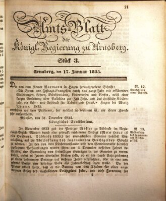 Amtsblatt für den Regierungsbezirk Arnsberg Samstag 17. Januar 1835