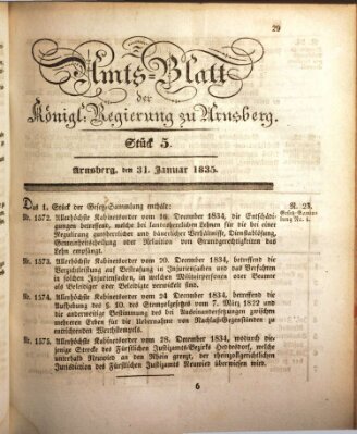 Amtsblatt für den Regierungsbezirk Arnsberg Samstag 31. Januar 1835