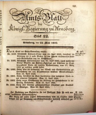 Amtsblatt für den Regierungsbezirk Arnsberg Samstag 23. Mai 1835