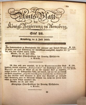 Amtsblatt für den Regierungsbezirk Arnsberg Samstag 4. Juli 1835