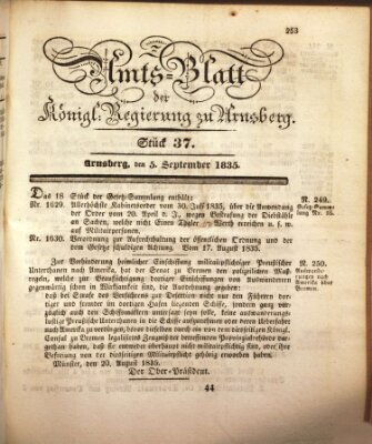 Amtsblatt für den Regierungsbezirk Arnsberg Samstag 5. September 1835