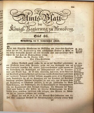 Amtsblatt für den Regierungsbezirk Arnsberg Samstag 7. November 1835