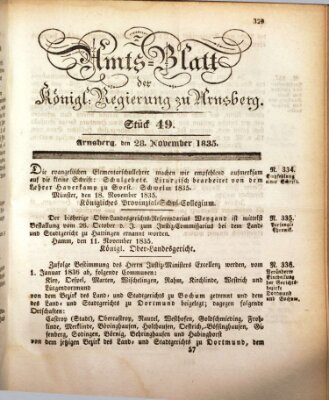 Amtsblatt für den Regierungsbezirk Arnsberg Samstag 28. November 1835