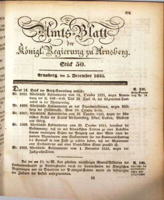 Amtsblatt für den Regierungsbezirk Arnsberg Samstag 5. Dezember 1835