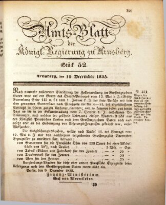 Amtsblatt für den Regierungsbezirk Arnsberg Samstag 19. Dezember 1835