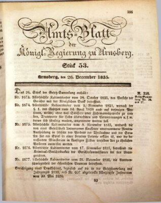 Amtsblatt für den Regierungsbezirk Arnsberg Samstag 26. Dezember 1835