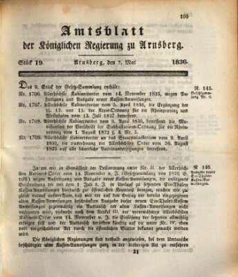 Amtsblatt für den Regierungsbezirk Arnsberg Samstag 7. Mai 1836