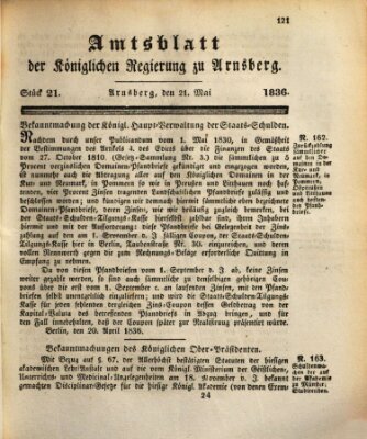 Amtsblatt für den Regierungsbezirk Arnsberg Samstag 21. Mai 1836