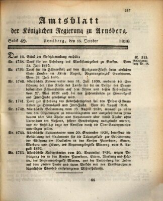 Amtsblatt für den Regierungsbezirk Arnsberg Samstag 15. Oktober 1836