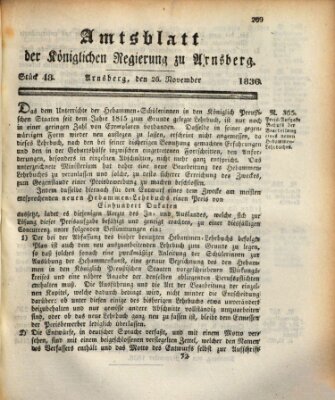 Amtsblatt für den Regierungsbezirk Arnsberg Samstag 26. November 1836