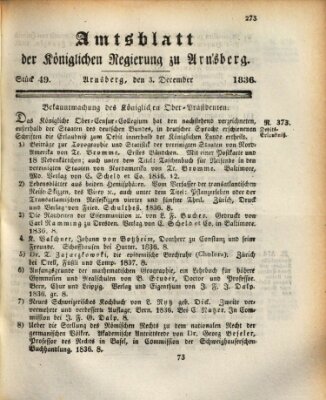 Amtsblatt für den Regierungsbezirk Arnsberg Samstag 3. Dezember 1836