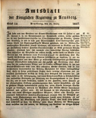 Amtsblatt für den Regierungsbezirk Arnsberg Samstag 25. März 1837