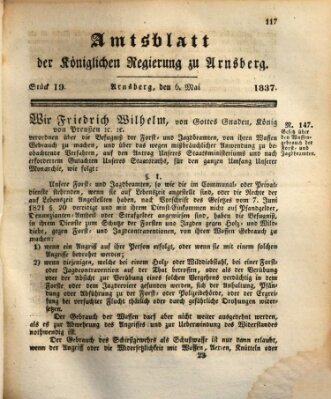 Amtsblatt für den Regierungsbezirk Arnsberg Samstag 6. Mai 1837