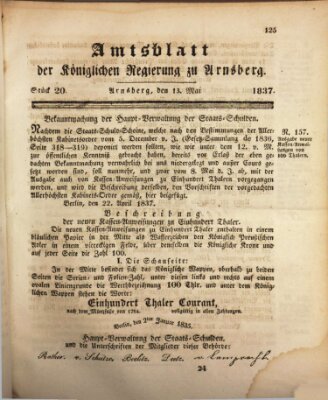 Amtsblatt für den Regierungsbezirk Arnsberg Samstag 13. Mai 1837