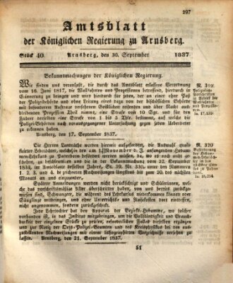 Amtsblatt für den Regierungsbezirk Arnsberg Samstag 30. September 1837