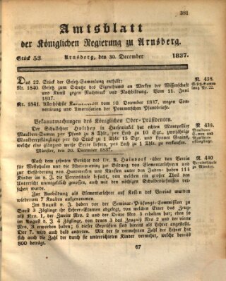 Amtsblatt für den Regierungsbezirk Arnsberg Saturday 30. December 1837