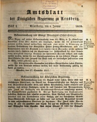 Amtsblatt für den Regierungsbezirk Arnsberg Samstag 6. Januar 1838