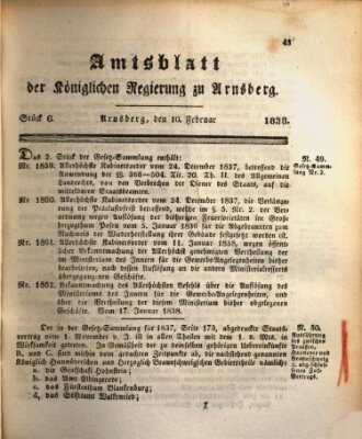 Amtsblatt für den Regierungsbezirk Arnsberg Samstag 10. Februar 1838