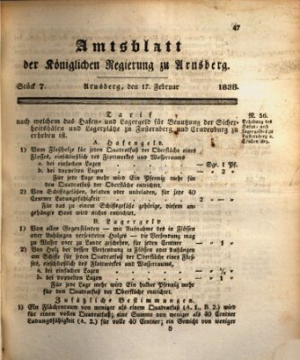 Amtsblatt für den Regierungsbezirk Arnsberg Samstag 17. Februar 1838