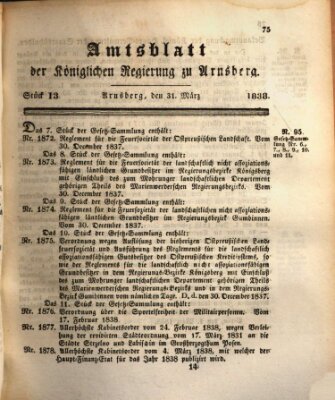 Amtsblatt für den Regierungsbezirk Arnsberg Samstag 31. März 1838