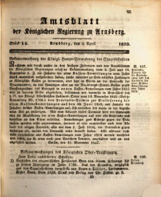 Amtsblatt für den Regierungsbezirk Arnsberg Samstag 7. April 1838