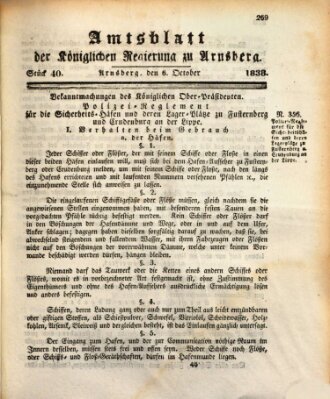 Amtsblatt für den Regierungsbezirk Arnsberg Samstag 6. Oktober 1838