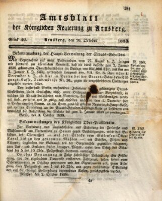 Amtsblatt für den Regierungsbezirk Arnsberg Samstag 20. Oktober 1838