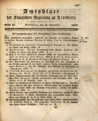 Amtsblatt für den Regierungsbezirk Arnsberg Samstag 24. November 1838