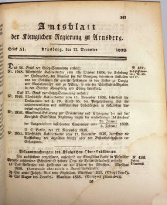 Amtsblatt für den Regierungsbezirk Arnsberg Samstag 22. Dezember 1838