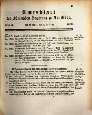 Amtsblatt für den Regierungsbezirk Arnsberg Samstag 9. Februar 1839