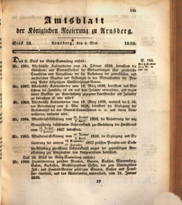 Amtsblatt für den Regierungsbezirk Arnsberg Samstag 4. Mai 1839