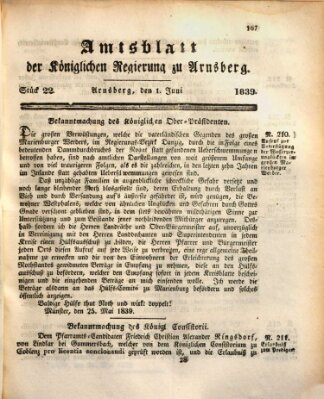 Amtsblatt für den Regierungsbezirk Arnsberg Samstag 1. Juni 1839