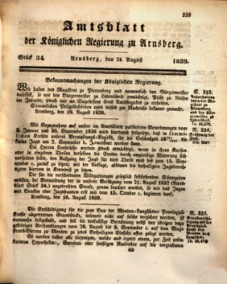 Amtsblatt für den Regierungsbezirk Arnsberg Samstag 24. August 1839